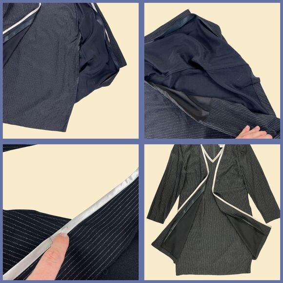 70s black & silver dress w/ built-in jacket by Perceptions by Irene B, size 16 - Picture 5 of 9